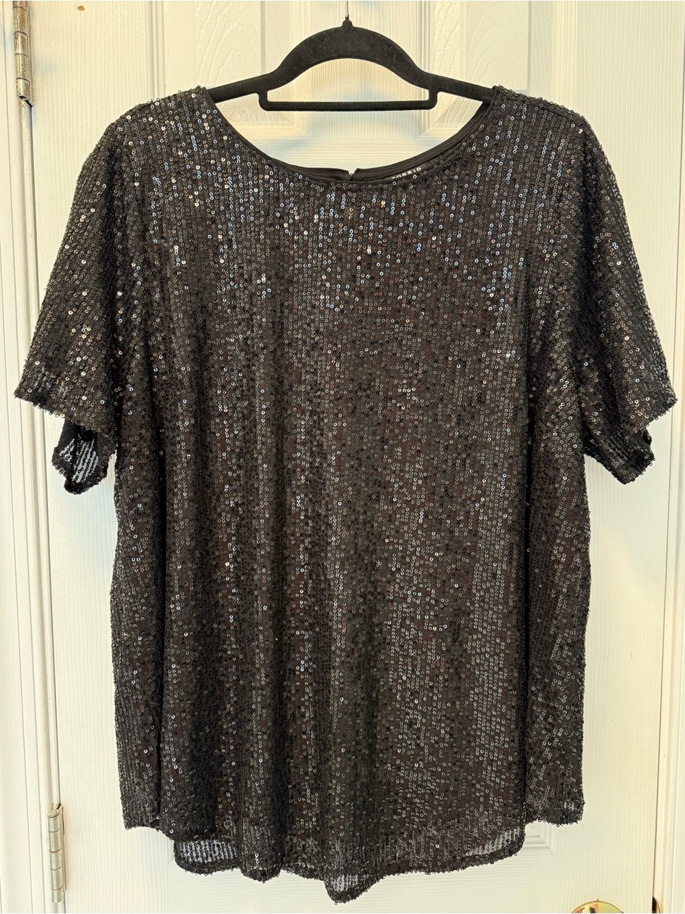 Torrid Black Sequin Short-Sleeve Party Top 0X XL 1X